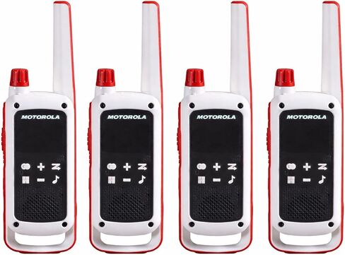 أجهزة اتصال لاسلكية من Motorola Solutions T478 (عبوة من 4 قطع): أجهزة راديو بيضاء قابلة لإعادة الشحن في اتجاهين للاستعداد للطوارئ، نطاق 35 ميل، شحن USB in Kuwait