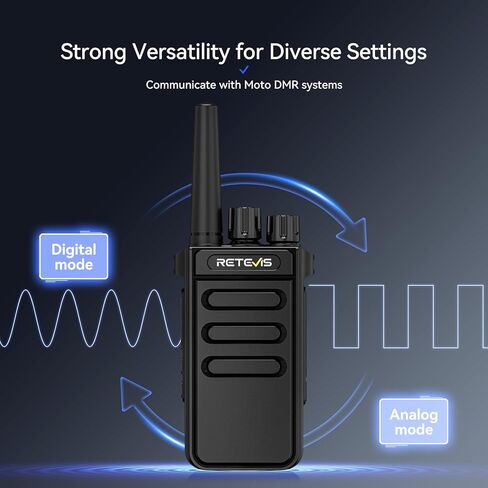 Retevis MateTalk P4 Digital Walkie Talkies, DMR & Analog Dual Mode, Secure Call, Group Call, Type-C, 12H Runtime, Waterproof DMR 2 Way Radios for Warehouse Logistics Church(10 Pack) in Kuwait