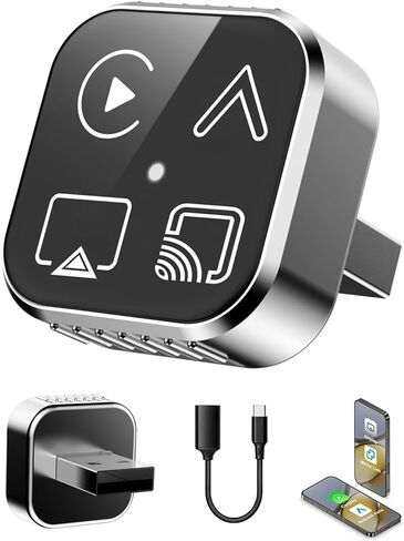 محول VQU 4 في 1 اللاسلكي CarPlay لأجهزة iPhone وAndroid Auto، 2026 ترقية التوصيل والتشغيل USB C Dongle، تحويل سلكي إلى CarPlay اللاسلكي وAndroid Auto، AirPlay وMiracast Screen Mirroring in Kuwait