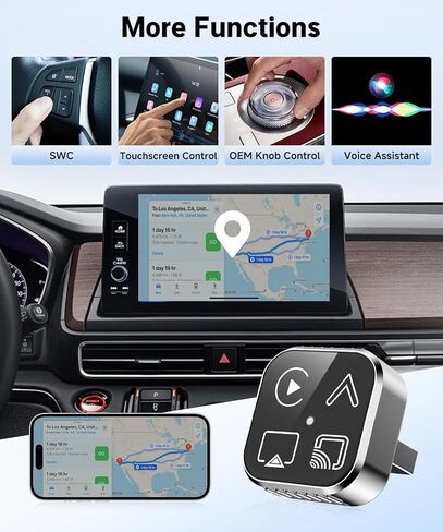 محول VQU 4 في 1 اللاسلكي CarPlay لأجهزة iPhone وAndroid Auto، 2026 ترقية التوصيل والتشغيل USB C Dongle، تحويل سلكي إلى CarPlay اللاسلكي وAndroid Auto، AirPlay وMiracast Screen Mirroring in Kuwait