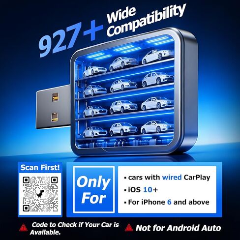 Wireless CarPlay Adapter for iPhone, 2026 Upgraded Carplay Dongle Converts Wired to Wireless, Plug & Play Auto Connect, Mini USB CarPlay Adapter, Stable No Latency Connection Compatible with iOS 10+ in Kuwait