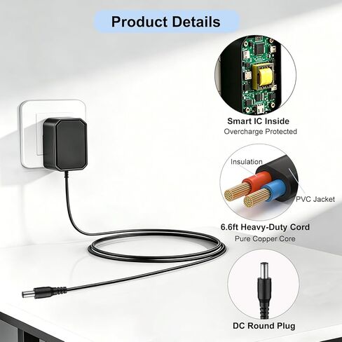 Charger Cord for Halo Bolt 58830 Jump Starter, 14V Adapter for Halo Bolt 57720 1201 Air ACDC Wireless Compact Max 55500 Air+ 44400 Wireless 7550 Compact, 6.6FT Power Cable in Kuwait