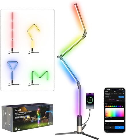 Camping Lights Rechargeable, 16 Million Colors, Smart RGB Camping Light, 2.97lb Cordless Portable Light Camping, 53" Foldable Tent Lights for Camping, Hiking, Picnics, Emergencies and Power Outages. in Kuwait