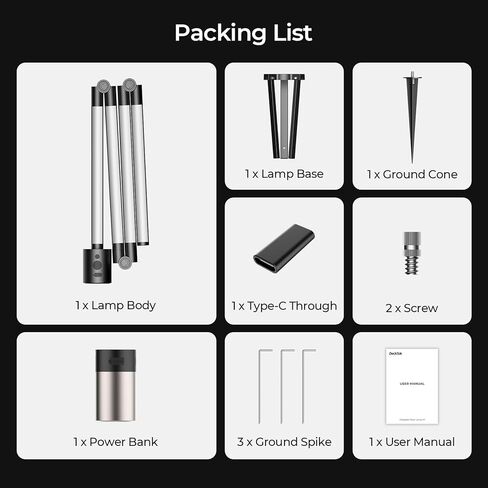 Camping Lights Rechargeable, 16 Million Colors, Smart RGB Camping Light, 2.97lb Cordless Portable Light Camping, 53" Foldable Tent Lights for Camping, Hiking, Picnics, Emergencies and Power Outages. in Kuwait