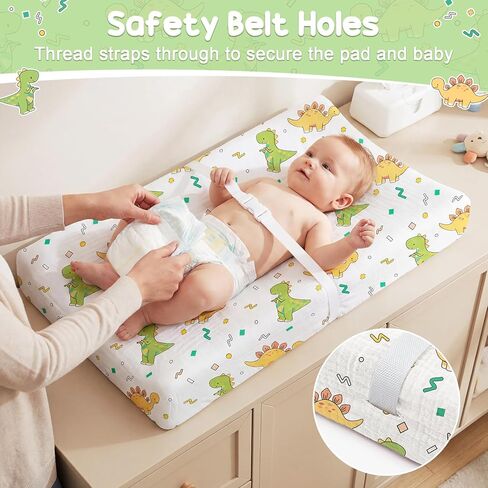 2 Pack Waterproof Muslin Changing Pad Cover with Safety Strap Hole, TPU Leakproof Protection Soft Muslin Baby Changing Table Covers for Boys & Girls, Fits 32" x 16" Changing Pad,Pink Blossom in Saudi Arabia