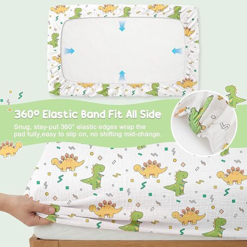 2 Pack Waterproof Muslin Changing Pad Cover with Safety Strap Hole, TPU Leakproof Protection Soft Muslin Baby Changing Table Covers for Boys & Girls, Fits 32" x 16" Changing Pad,Pink Blossom in Saudi Arabia