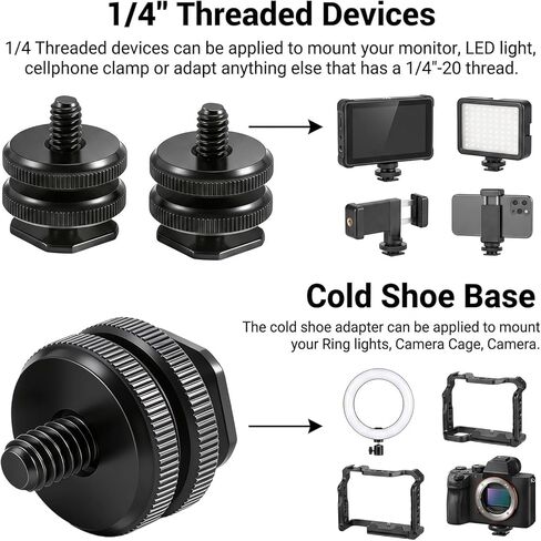 4 Pack Camera Hot Shoe Mount to 1/4"-20 Thread Tripod Screw Adapter Flash Cold Shoe Mount Bracket for DSLR Camera Cage Rig LED Monitor Microphone Etc in Kuwait