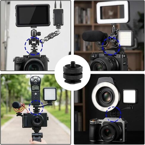 4 Pack Camera Hot Shoe Mount to 1/4"-20 Thread Tripod Screw Adapter Flash Cold Shoe Mount Bracket for DSLR Camera Cage Rig LED Monitor Microphone Etc in Kuwait