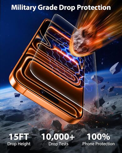Mkeke 3 Pack Screen Protector for iPhone 17 Pro Max 6.9"，[9H+ Tempered Glass] [Easy Installation Frame][Military-Grade Drop Protection] HD Clear, Anti-Scratch, Bubble Free in Kuwait