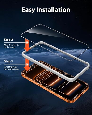 Mkeke 3 Pack Screen Protector for iPhone 17 Pro Max 6.9"，[9H+ Tempered Glass] [Easy Installation Frame][Military-Grade Drop Protection] HD Clear, Anti-Scratch, Bubble Free in Kuwait