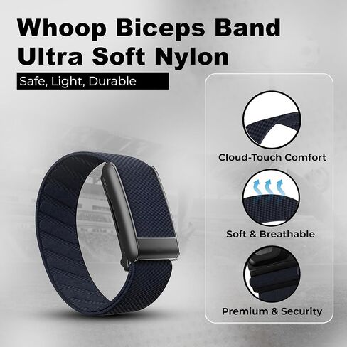 DADO Bicep Band Ultra-soft Nylon Compatible with WHOOP 5.0, One, Peak, and Life | Breathable, Durable & Secure Fit Strap | NOT for Gen 4 (Deep Blue, One/Peak) in Kuwait