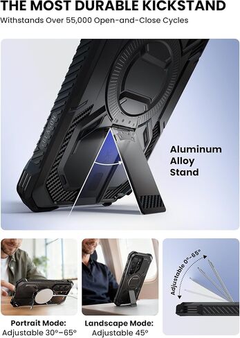 حافظة i-Blason لهاتف Samsung Galaxy S26 Ultra MagSafe مع مسند معدني قابل للتعديل، واقي شاشة مدمج، حافظة هاتف شديدة التحمل لكامل الجسم لهاتف Samsung S26 Ultra 6.9 بوصة، سلسلة Armorbox، أسود in Kuwait