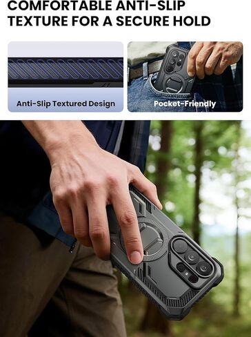 حافظة i-Blason لهاتف Samsung Galaxy S26 Ultra MagSafe مع مسند معدني قابل للتعديل، واقي شاشة مدمج، حافظة هاتف شديدة التحمل لكامل الجسم لهاتف Samsung S26 Ultra 6.9 بوصة، سلسلة Armorbox، أسود in Kuwait