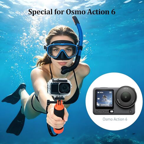 HSU Waterproof Diving Housing Case for DJI Osmo Action 6 Camera, Magnetic Latch Mount 60M/196FT Underwater Housing Shell Cage, DJI Osmo Action 6 Invisible Diving Action Shell Accessory Kit in Kuwait