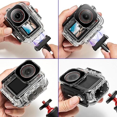 HSU Waterproof Diving Housing Case for DJI Osmo Action 6 Camera, Magnetic Latch Mount 60M/196FT Underwater Housing Shell Cage, DJI Osmo Action 6 Invisible Diving Action Shell Accessory Kit in Kuwait