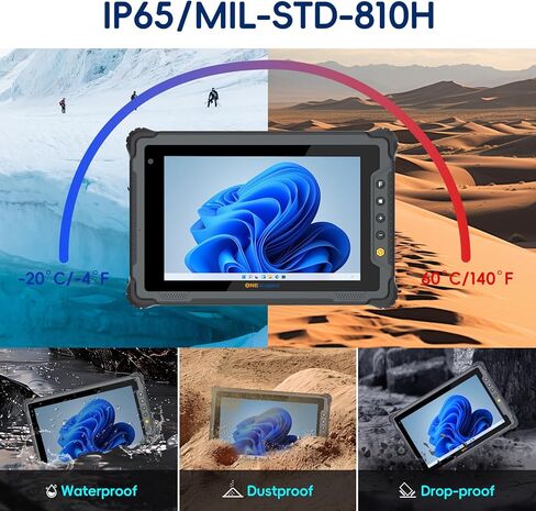 تابلت متين M80N، Intel N150 8 بوصة Windows 11 Pro Tablet، 8 جيجابايت + 128 جيجابايت، Intel N150، IP65 مقاوم للماء، MIL-STD 810H، 5000 مللي أمبير، كمبيوتر صناعي للعمل في الهواء الطلق مع كاميرا 8 ميجابكسل + 5 ميجابكسل، 4G LTE/WiFi/BT 5.2 in Kuwait