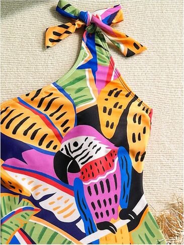 Milumia Women's Tropical Print One Shoulder One Piece Swimsuit Tummy Control Modest Bathing Suits in Saudi Arabia