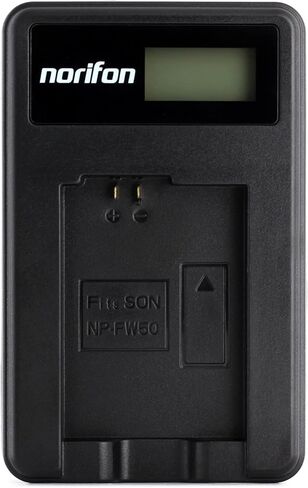 Norifon NP-FW50 LCD USB Charger for Sony Alpha 6000, 5000, 5100, ILCE-6000, ILCE-7, NEX-5T, NEX-6, NEX-5R, NEX-7, NEX-5, NEX-3N, NEX-3, NEX-C3, SLT-A37 Camera and More in Kuwait