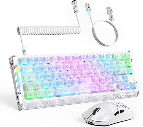 ATTACK SHARK Carbon Fiber R68 HE & R5 Ultra Gaming Keyboard and Mouse Combo, 8KHz Polling Rate Wired Keyboard with RGB Backlit, 39g Superlight, PAW3950 MAX 42000 DPI Wireless Mouse for PC/MAC Ink in Kuwait