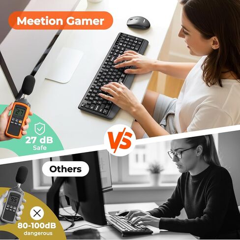 Wireless Keyboard and Mouse Combo, 2.4G/Bluetooth Silent Full-Size Cordless Keyboard Mouse Combo, 3800 DPI Optical Mouse, Wrist Rest, Portable Keyboard Mouse Set for Mac, Windows, PC in Kuwait