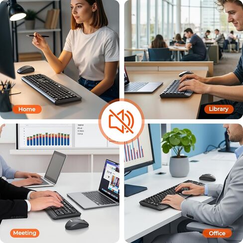 Wireless Keyboard and Mouse Combo, 2.4G/Bluetooth Silent Full-Size Cordless Keyboard Mouse Combo, 3800 DPI Optical Mouse, Wrist Rest, Portable Keyboard Mouse Set for Mac, Windows, PC in Kuwait