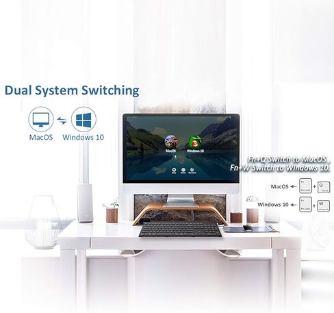 لوحة مفاتيح وماوس لاسلكيين، نظام USB مزدوج كامل الحجم من FENIFOX، تبديل مزدوج مريح - هادئ متوافق مع أجهزة الكمبيوتر المكتبية وأجهزة MacOS Windows - أبيض فضي (ذهبي أسود) in Kuwait