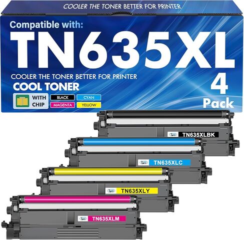 مجموعة خرطوشة الحبر TN635XL TN635 TN635XXL MFC-L8930CDW متوافقة مع Brother TN 635XL 635 TN-635XL TN-635 لـ HL-L8430CDW MFC-L8730CDW HL-L8570CDW MFC-L8970CDW HL-L8430CDWT طابعة MFC-EX575 4 عبوات in Kuwait