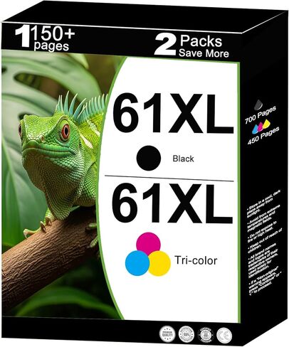 61XL Ink Cartridge for HP 61 XL Black Combo (2-Pack) Replacement for HP61 HP61XL for 5530 4500 2620 4630 2540 4502 3050 1510 4632 4501 2542 2514 3510 4635 3050a 5535 4610 Printer with V10.1.1 Chip in Kuwait