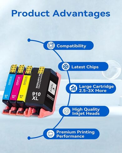 مجموعة خراطيش حبر 910XL لاستبدال طابعات HP لحزمة كومبو سوداء وملونة HP 910XL 910 XL للاستخدام مع طابعات OfficeJet Pro 8025e 8025 8028e 8028 8035e 8035 OfficeJet 8015e 8022e in Kuwait