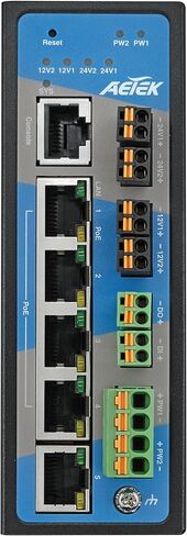 Industrial 4-Port Gigabit PoE+ Managed Switch for Mobile Surveillance Units (MSU) with 12-48VDC Input, 2 x 12VDC & 2 x 24VDC Outputs, 120W PoE Budget, 6KV Surge Protection, DIN-Rail Mount in Kuwait