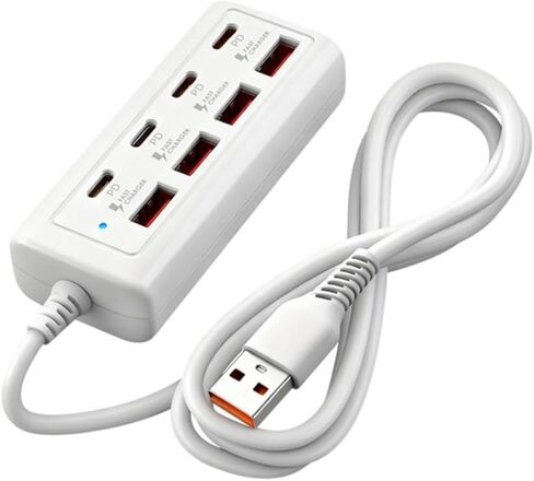 USB Hub with 4 USB-C PD Ports and 4 Fast Charging USB-A Ports, White, Multi-Device Charging Station (White) in Kuwait