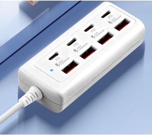 USB Hub with 4 USB-C PD Ports and 4 Fast Charging USB-A Ports, White, Multi-Device Charging Station (White) in Kuwait