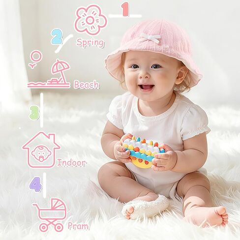 Sun Hat Baby Girls Soft Floppy Hat Toddler Cute Breathable Hats Newborn UV Protection Infants Hats in Saudi Arabia