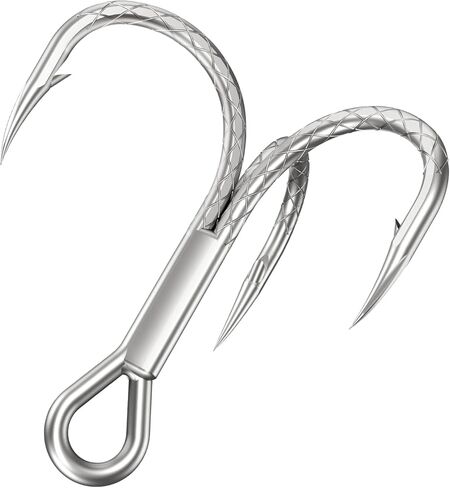 Treble Fishing Hooks, 4X Strong High Carbon Alloy Steel Triple Hooks, Sharp Barbed Fish Scale Pattern Fish Hooks,Freshwater Saltwater Sizes #8-3/0 in Kuwait