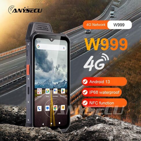 ANYSECU W999 POC Radio 8+128GB Android 13 6.3 inch Touch Screen IP68 Waterproof Radio Work with Zello/Real PTT Platform Rugged Smart Phone in Kuwait