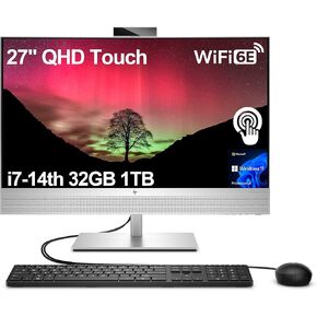 2026 HP EliteOne 870 G9 27 بوصة QHD كمبيوتر مكتبي الكل في واحد (Intel 20-Core i7-14700، 32GB DDR5، 1TB SSD) AIO Business Computer، Wi-Fi، BO Audio، كاميرا ويب 5MP، DisplayPort، Wolf Security، Win 11 Pro in Kuwait