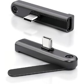 Duttek 240W USB C Right Angle Adapter with Folding Phone Stand Extender, 90 Degree USB C Male to Female Adapter, for Phone, Tablet Desk Use, Mobile Gaming, Streaming, Office Use, Gun Gray-2 Pack in Kuwait