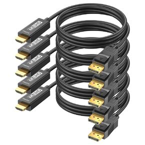 منفذ عرض 4K إلى كابل HDMI بطول 6 أقدام: سلك DP أحادي الاتجاه إلى HDMI 4K @ 30HZ 2K @ 120HZ 1080P HDR - مطلي بالذهب ذكر إلى ذكر HDTV لسطح مكتب جهاز العرض Dell AMD NVIDIA Lenovo HP ThinkPad in Kuwait