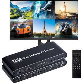 HDMI Multiviewer Switch 6x1، Multi-Viewer Switcher 6 in 1 Out 4K 1080P Full HD، يعرض شاشات 6 أجهزة إدخال HDMI على شاشة إخراج واحدة in Kuwait