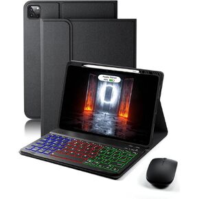 Keyboard Case for iPad Air 13 inch (M4-2026/M3-2025/M2-2024) & iPad Pro 12.9 inch (6th/5th/4th/3rd Gen) Case with Keyboard Dazzle Magic Keyboard Backlit Built-in Pencil Holder with Mouse - Black in Kuwait
