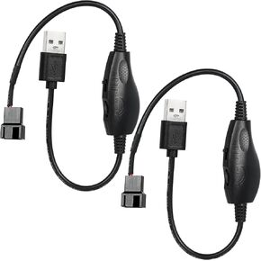 2 حزمة USB 5V إلى 12V 4-Pin وحدة تحكم في سرعة المروحة، الحد الأقصى لإخراج 12V 8W، 4 Pin Fan Splitter لمراوح تبريد الكمبيوتر، 11.8 بوصة in Kuwait