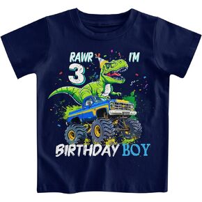 Lovekider 2-5 Years Birthday Boy Shirt Construction Party T-Shirts Excavator Cotton Short Sleeve Tee Dark Grey in Kuwait