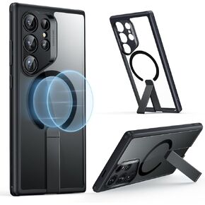 حافظة ESR لهاتف Samsung Galaxy S24 Ultra Magsafe مع مسند، شحن لاسلكي متوافق مع المغناطيسي، 3 أوضاع للحامل، حماية من الدرجة العسكرية، حافظة مقاومة للصدمات مناسبة لهاتف S24 Ultra، شفافة in Kuwait