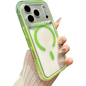 for iPhone Case,Compatible with MagSafe,Transparent Candy Color Anti-Slip Camera Lens Protection,Anti Yellowing Military Grade Drop Protection Shockproof Phone Case (iPhone 17 Pro,Pink) in Kuwait