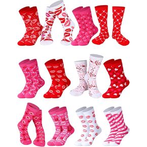 Jeyiour 20 Pairs Valentine's Day Socks Bulk for Women Heart Crew Socks Pink Red Love Socks Novelty Cotton Socks Colorful Cute Socks with Gift Box for Women Girl Wife in Kuwait