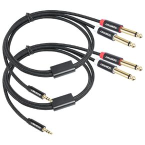 2-Pack 6FT 3.5mm TRS to Dual 6.35mm TS Mono Y-Splitter Cable: Connect 3.5mm Stereo Output to Dual 1/4" Mono Inputs for Speakers and Home Audio Systems, CD Player, Multimedia Speaker in Saudi Arabia