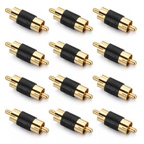 12 Pack Male to Male Coupler, Gold Plate Dual Male Connector RCA M-M Barrel Audio Video Connector Audio Video Extension for Speaker HDTV Speakers Cable in Kuwait