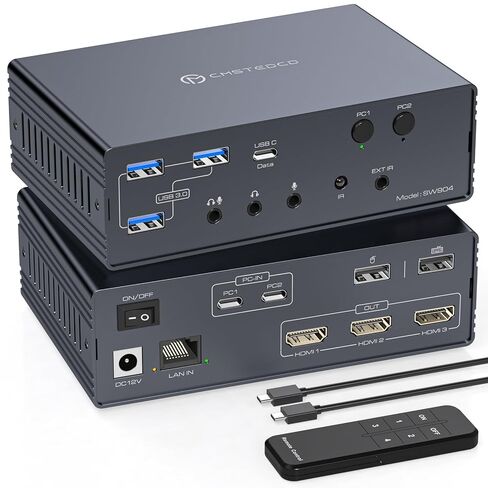 محطة إرساء محول Thunderbolt 4 KVM لـ 3 شاشات، 2 أجهزة كمبيوتر محمولة/أجهزة Macbook، شاشة HDMI ثلاثية ممتدة 4K60 هرتز مع Displaylink USB3.0/USB C، M1/M2/M3/M4 Mac/Windows/Chrome وما إلى ذلك مع الصوت والإيثرنت in Kuwait
