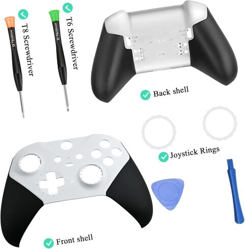 White Elite 2 Front+ Back Housing Shell Replacement Kit Compatible for Xbox Elite Series 2 Controller Housing Shell Replacement with 2 Rings, and Repair Tools in Kuwait