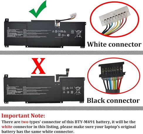BTY-M491 52.4Wh بطارية كمبيوتر محمول بديلة لسلسلة MSI Prestige 14 A11SB دفتر موصل أبيض 11.4 فولت 4600 مللي أمبير في الساعة in Kuwait